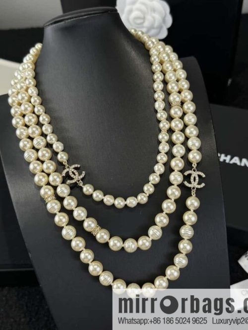 ❗️New ❗️☀️ New ☑️ Chanel Double C Three-layer Pearl Necklace Sweater Chain ☀️