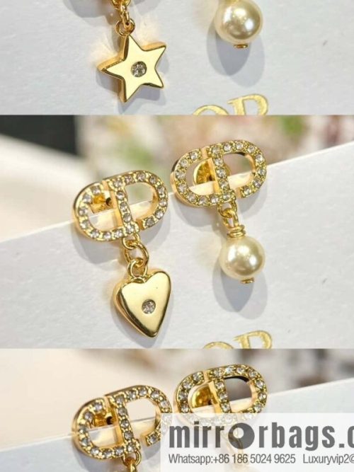 New ☑️ DIOR Dior asymmetrical pentagram peach heart four-leaf clover stud earrings