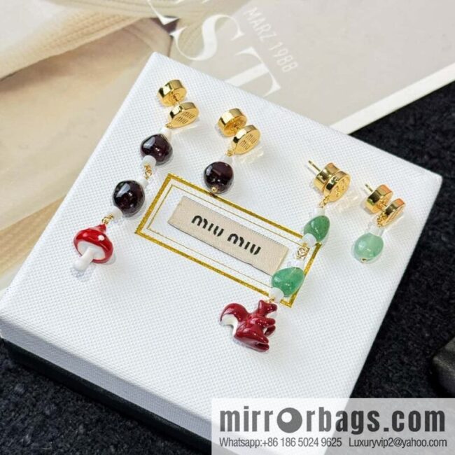 ❗️New ❗️ [Style] MIU MIU Squirrel Mushroom Stud Earrings