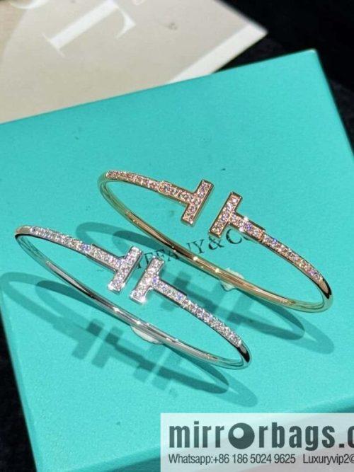 ❗️CNC version ❗️ ☀️ Tiffany & co, classic T series, half full diamond silver rose gold double T bracelet ☀️