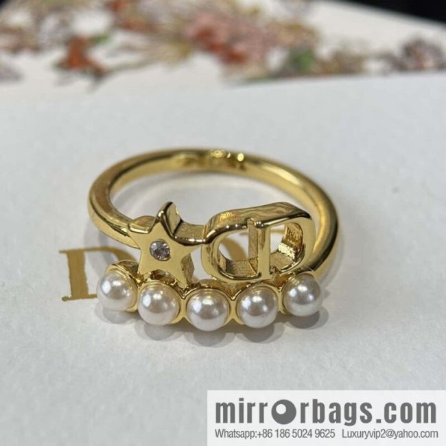 ❗️New ❗️ ☀️ New ☑️ Dior Pearl CD Pentagram Ring ☀️