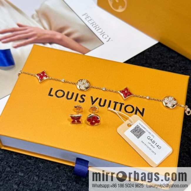 ☀️☀Louis Vuitton COLOR BLOSSOM BB MULTI-MOTIF Rhombus agate LV bracelet, stud earrings