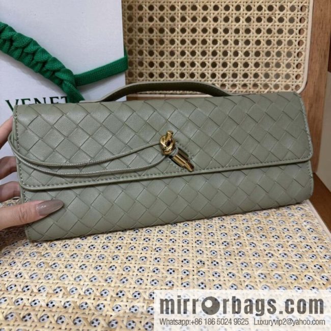 BV Andiamond clutch bag 741511 Travertine green