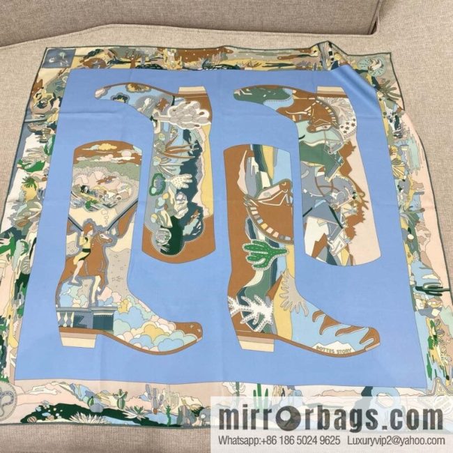 HERMES \"Story on Boots\" Square scarf