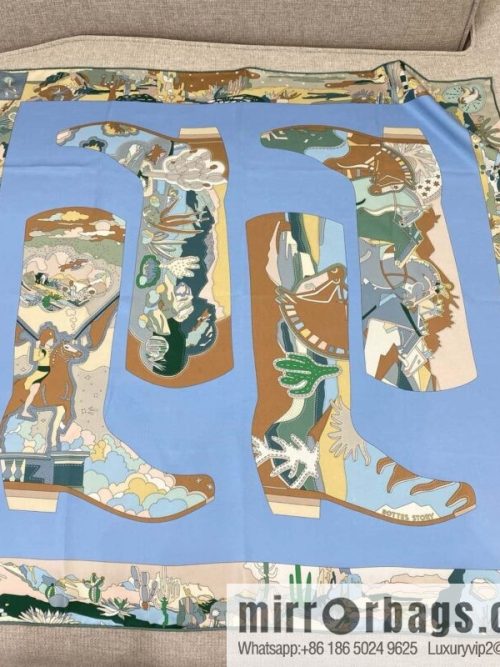 HERMES \"Story on Boots\" Square scarf