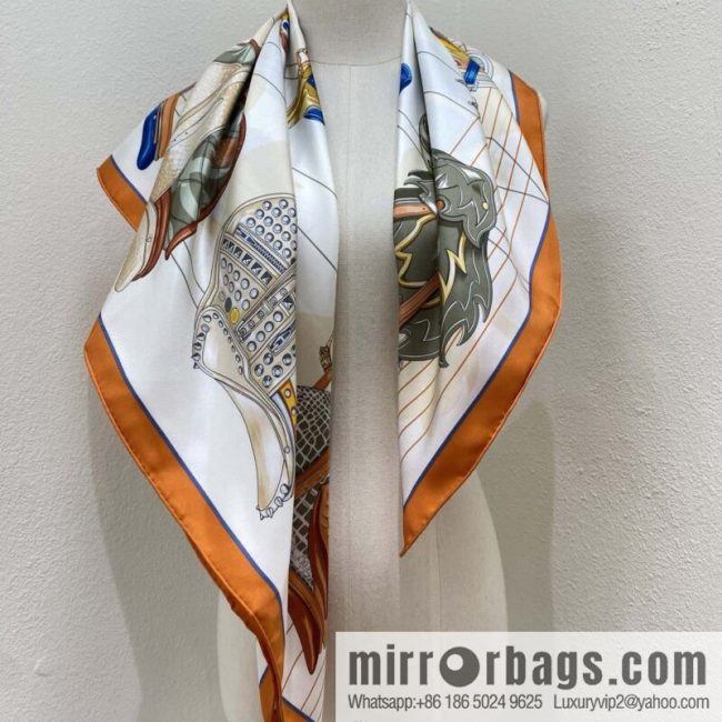 HERMES \"Saddle World 90 Square Towel\"