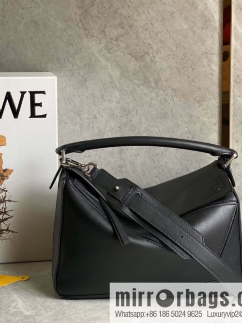 LOEWE Soft Grain Cow Leather Puzzle Handbag Model: A510P49X12 Black