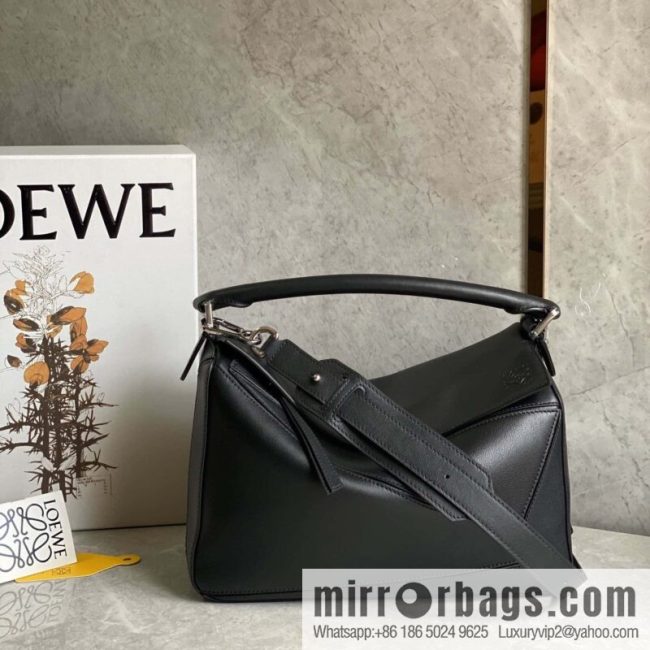 LOEWE Soft Grain Cow Leather Puzzle Handbag Model: A510P49X12 Black