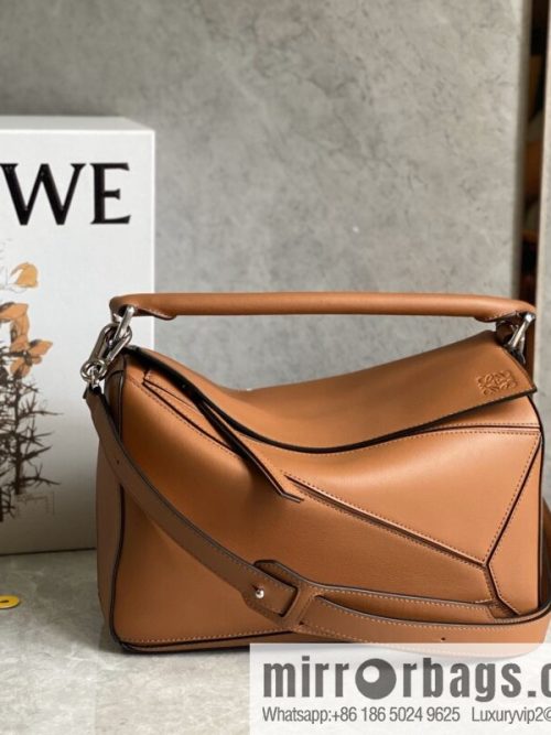 LOEWE Soft Grain Cow Leather Puzzle Handbag Model: A510P49X12 Classic Brown