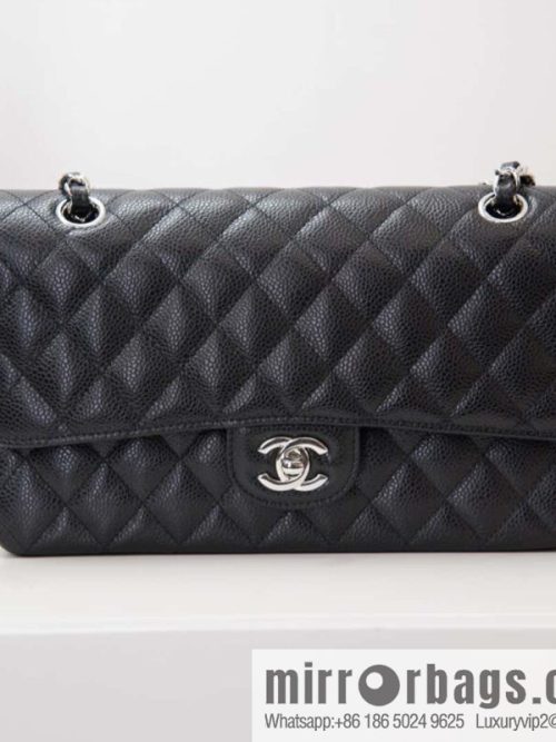 ℂ𝔽 𝗖𝗹𝗮𝘀𝘀𝗶𝗰 𝗙𝗹𝗮𝗽 | Original Caviar 🐂 Medium, Black Silver 🖤 A01112