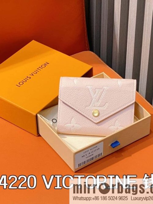 [Original order boutique] M14220 pink silk screen, full leather three-fold wallet VICTORINE wallet