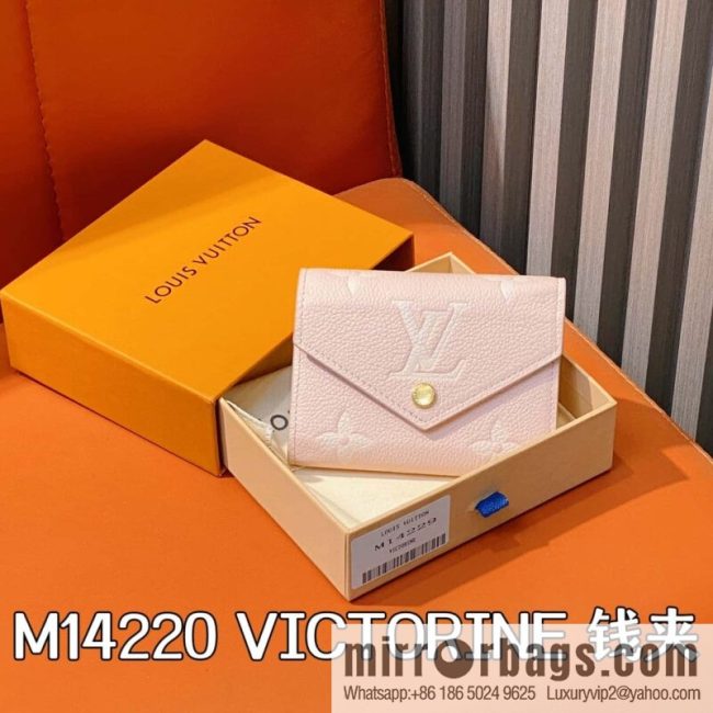 [Original order boutique] M14220 pink silk screen, full leather three-fold wallet VICTORINE wallet