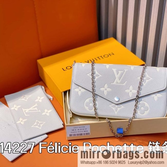[Original order boutique] M14227 taro purple silk screen print, full leather embossed three-piece Félicie Pochette chain bag