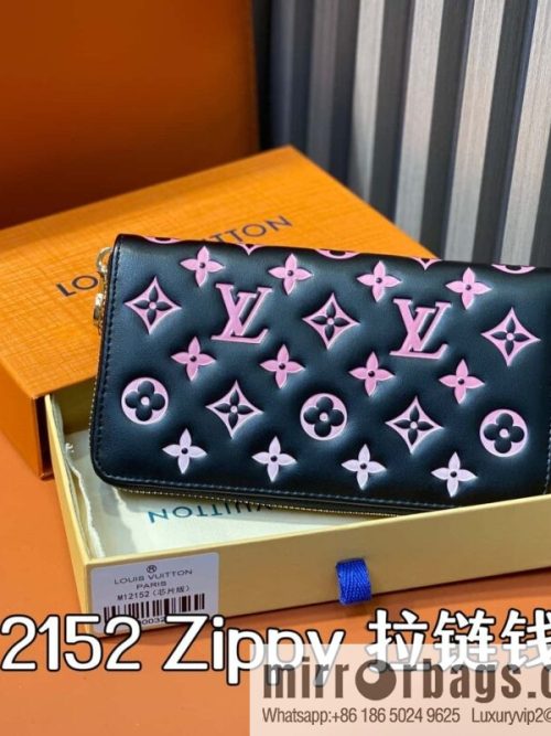 [Original order boutique] M12152 black silk screen printing, full leather silk screen printing single zipper wallet Zippy zipper wallet
