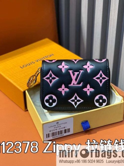[Original order boutique] M12378 black silk screen print, full leather single zipper short wallet Zippy zipper wallet