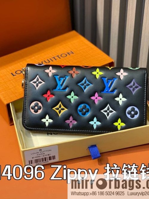 [Original order boutique] M14096 black silk screen printing, full leather silk screen printing single zipper wallet Zippy zipper wallet
