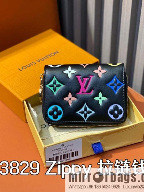 [Original order boutique] M13829 black silk screen, full leather single zipper short wallet