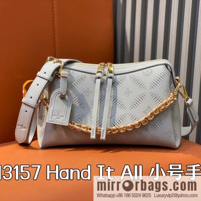 [Original single boutique] M13157 taro purple, full leather hollow chain bag Hand It All small handbag