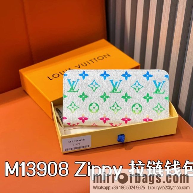 [Premium‑quality] M13908 white color gradual change single zipper wallet Zippy zipper wallet