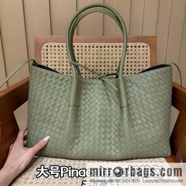 BV Large Pinacoteca Tote Bag 817166 Travertine Green