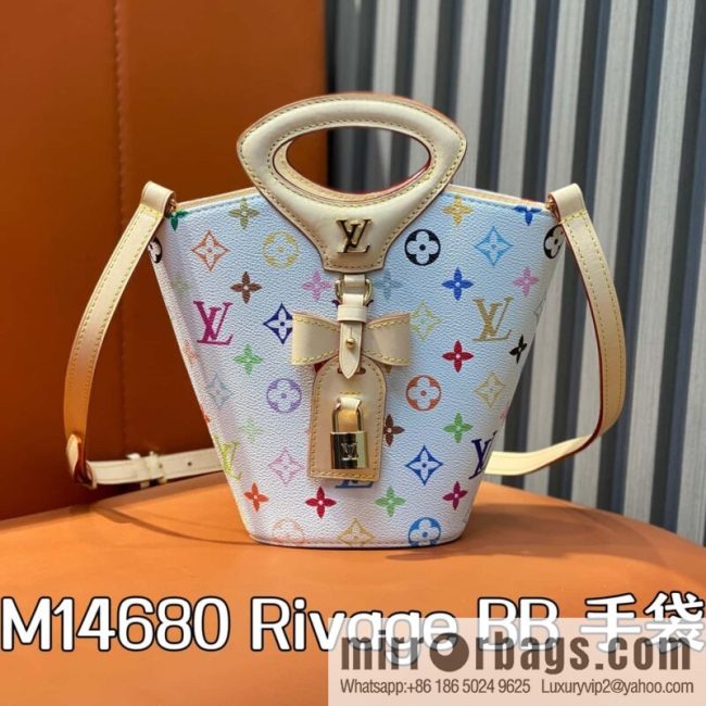 [Boutique‑grade] M14680 white color, bucket bag Rivage BB handbag 2025 spring and summer show