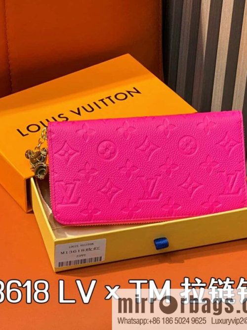 [Original order boutique] M13618 rose red and white, single zipper wallet LV × TM zipper wallet