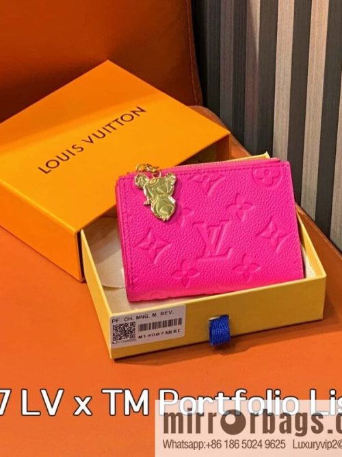 [Original order boutique] M14087 rose red and white, two fold wallet LV x TM Portfolio Lisa wallet
