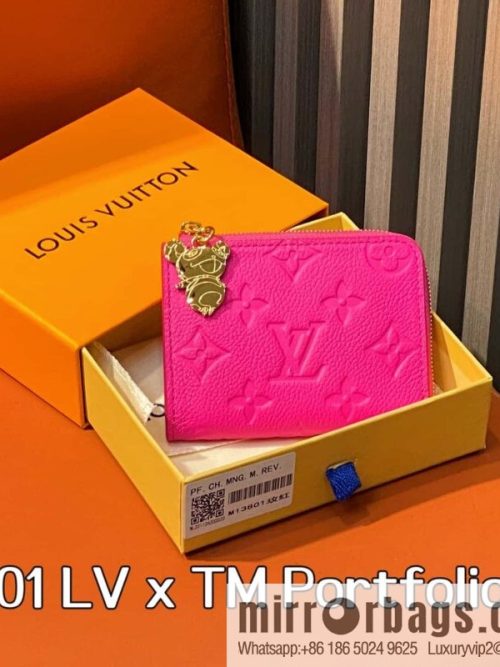 [Original order boutique] M13801 rose red white color, change wallet LV x TM Portfolio Noah Compact wallet