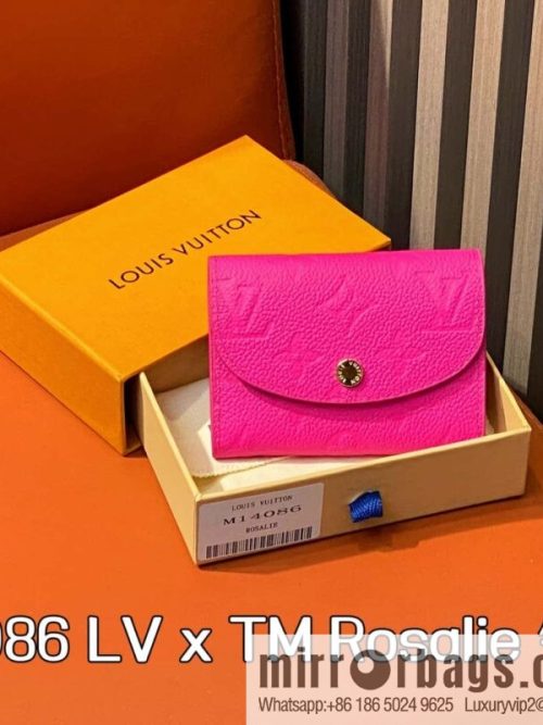 [Original order boutique] M14086 rose red and white, change bag wallet LV x TM Rosalie Coin Perth wallet
