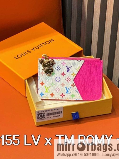 [Original order boutique] M14155 plum red white color, card bag, card clip wallet, the new LV x TM ROMY card clip of the season