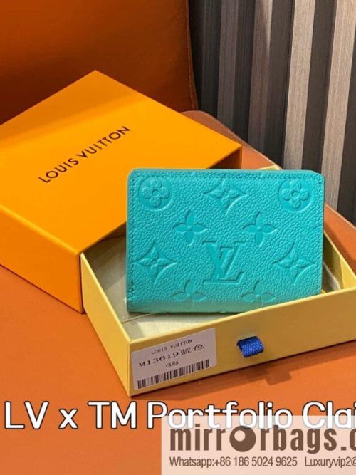 [Original order boutique] M13619 blue white color, two-fold zipper wallet LV x TM Portfolio Claire wallet