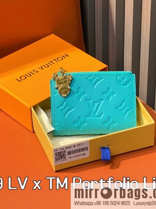 [Original order boutique] M14089 blue white color, two fold wallet LV x TM Portfolio Lisa wallet