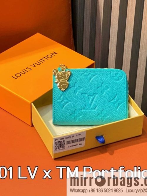 [Original order boutique] M13801 blue white color, change wallet LV x TM Portfolio Noah Compact wallet