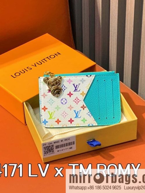 [Original order boutique] M14171 blue white color, card bag, card clip wallet, the new LV x TM ROMY card clip of the season.