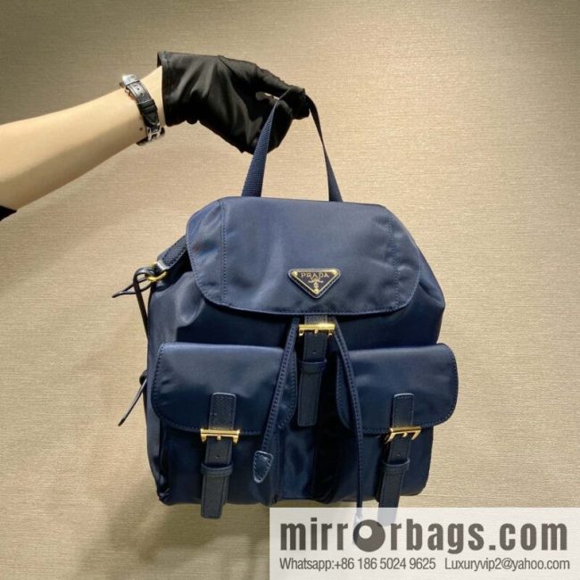 PRADA 🎉 Gold Buckle Classic Backpack 🎉 1BZ677 Gold Hardware 🎉🎉 Blue