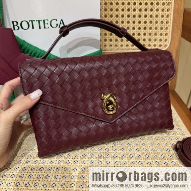 BV Knot Lock Messenger Bag 817191 Barolo Burgundy