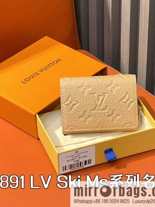 [Original order boutique] M13891 khaki, full leather business card holder wallet LV Ski Ms series business card holder