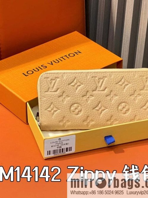 [Original order boutique] M14142 khaki, full leather single zipper wallet