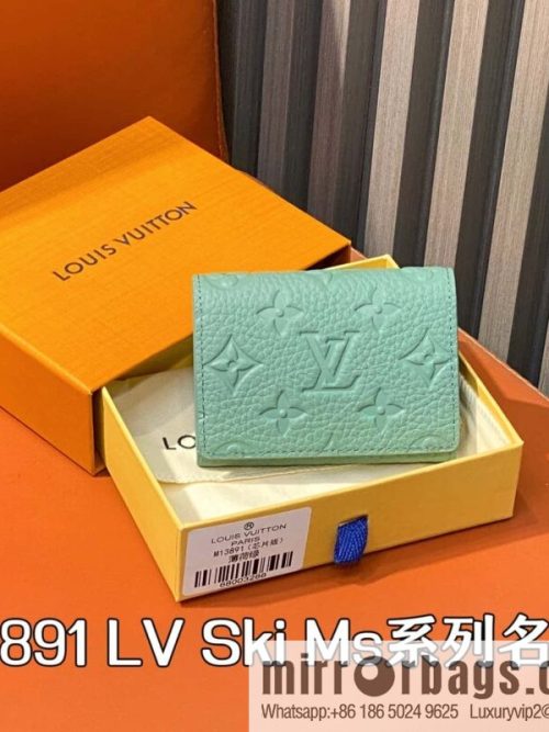 [Original order boutique] M13891 mint green full leather business card holder wallet LV Ski Ms series business card holder
