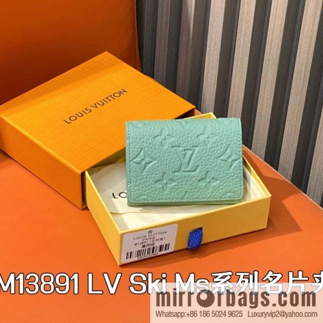 [Boutique‑grade] M13891 mint green full leather business card holder wallet LV Ski Ms series business card holder