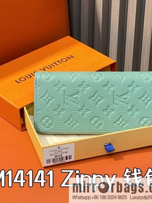 [Original order boutique] M14141 mint green, full leather single zipper wallet Zippy wallet