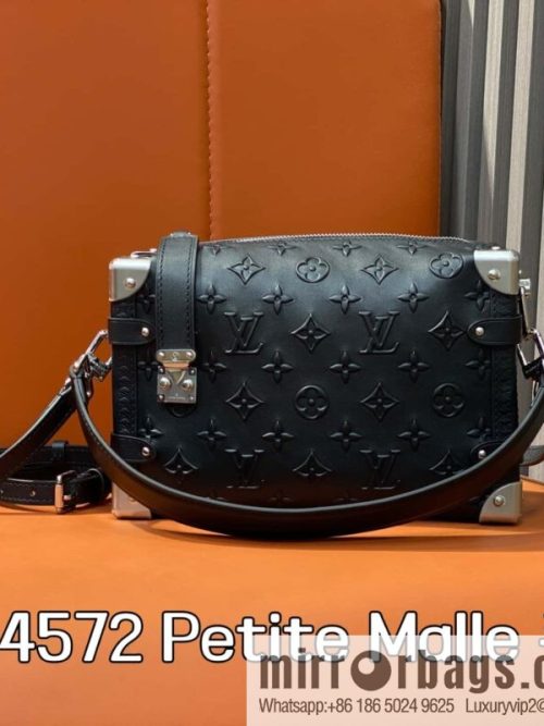 [Original order boutique] M14572 black full leather, soft box bag box Petite Malle handbag
