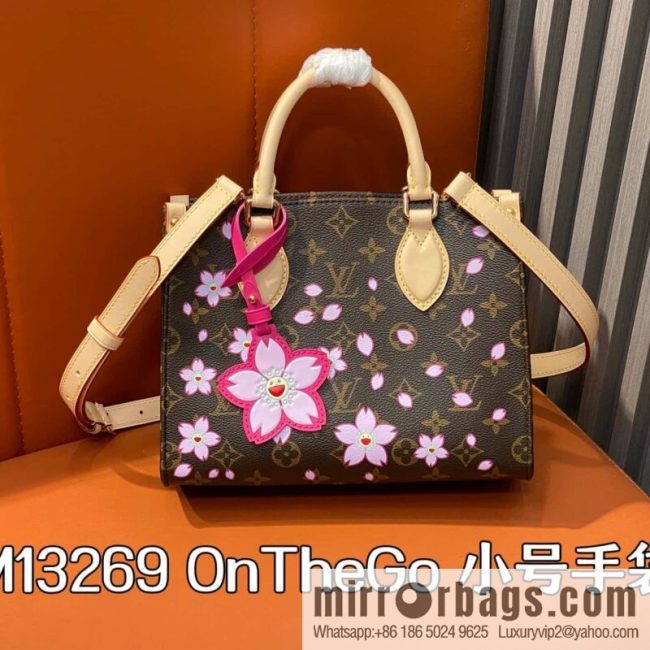 [Boutique‑grade] M13269 presbyopia, cherry blossom/Murakami Takashi, square bag OnTheGo small handbag