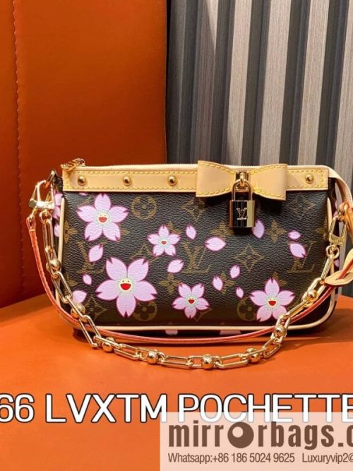 [Original order boutique] M13666 presbyopia, cherry blossom/Takashi Murakami, chain bag mahjong bag LVXTM POCHETTE mahjong bag