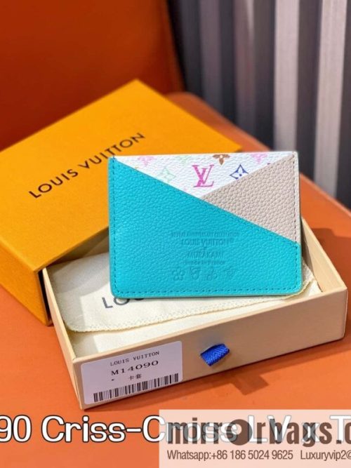 [Original order boutique] M14090 blue, card bag wallet Criss-Cross LV x TM card holder
