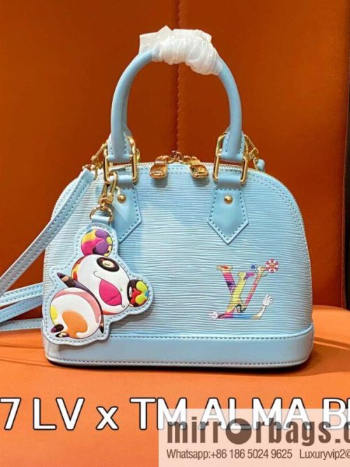 [Original order boutique] M14197 light blue, water ripple shell bag, the new LV x TM ALMA BB handbag of the season