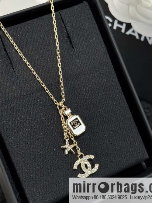 ☀️New ☑️ chanel c2 double c tassel perfume bottle pentagram necklace