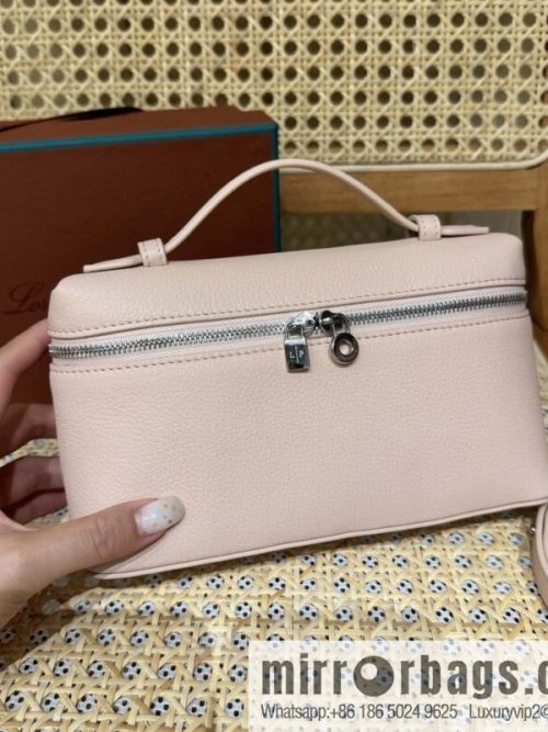 Loro Piana 2nd Generation Extra Pocket L19 Clutch Bag FAN4046 Marble Powder Silver Buckle