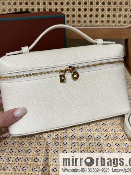 Loro Piana 2nd Generation Extra Pocket L19 Clutch Bag FAN4046 Whispering Platinum Buckle