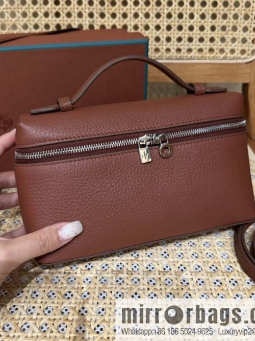 Loro Piana 2nd Generation Extra Pocket L19 Clutch Bag FAN4046 Brick Red Silver Buckle